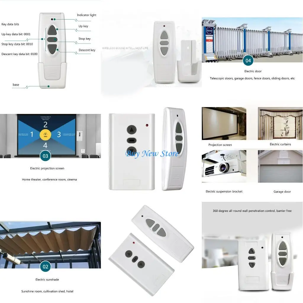 

20CE 1 Set Wireless Roller Shutter Controller with 3-key Remote Control 315/433MHz