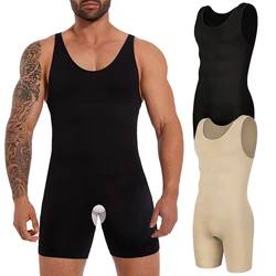 Heren full body shaper gladmakende compressie bodysuit taille trainer heupversterker buikcontrole ondergoed Fajas Para Hombres