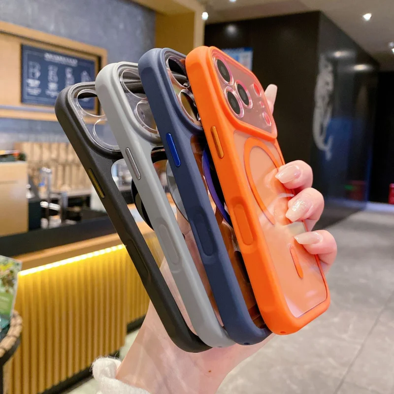 

Suitable for iPhone 17 Pro Max transparent magnetic phone case, Apple 16 skin sensitive anti drop protective cover