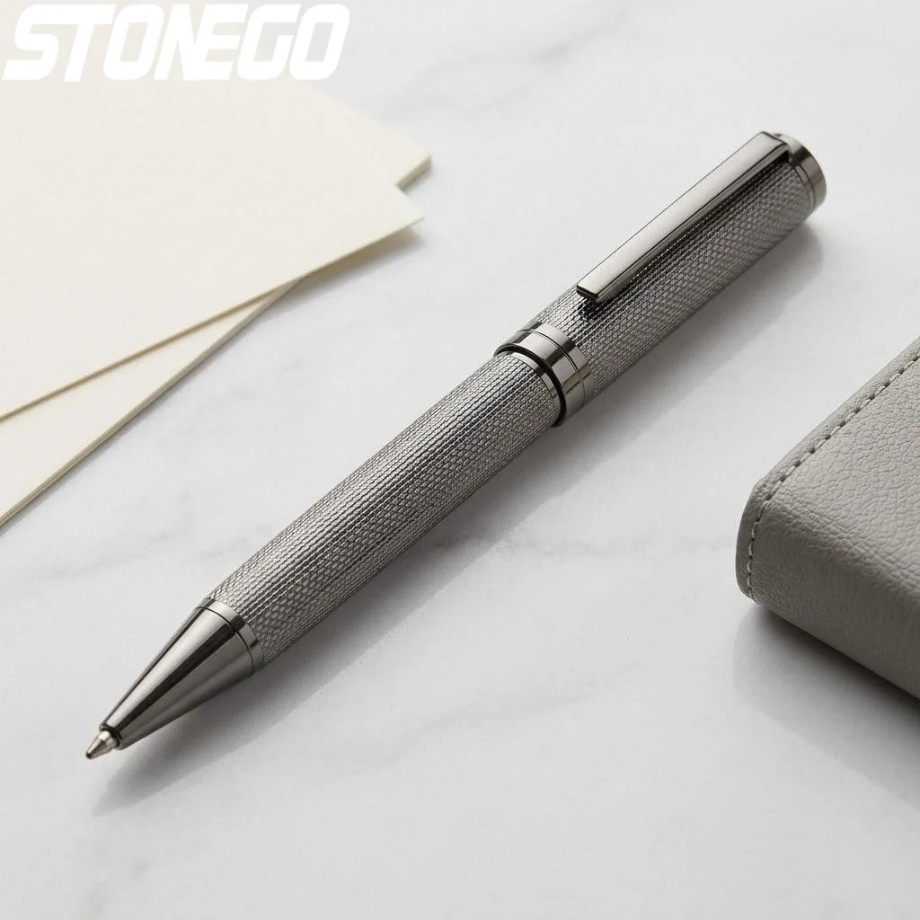 

Signature Style Retractable Metal Ballpoint Pen 1.0mm Medium Black Ink Office Writing Supplies