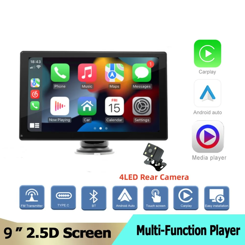

9 Inch Touch Screen Car Portable Wireless Apple CarPlay Multimedia Android Auto Video Player For Nissan Toyota Benz Audi VW