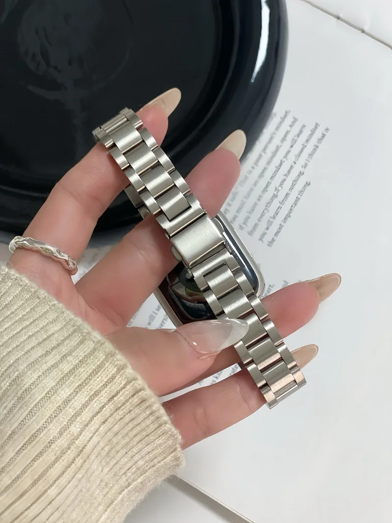 حزام لساعة أبل 11 10 46 مللي متر 42 مللي متر الترا 3-2 49 مللي متر 40 44-41 مللي متر معدن الفولاذ المقاوم للصدأ سوار iWatch سلسلة 8 9 7 5 se 6 4