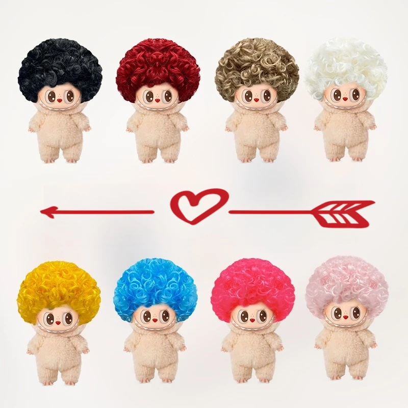 

Для куклы Labubu 17 см, короткий афро парик, декоративные аксессуары для волос для Ropa Labubu V1 V2 V3