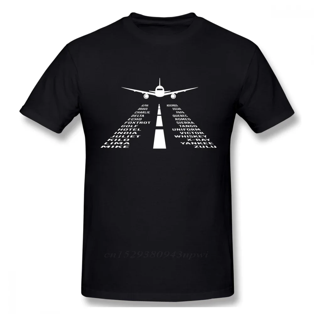 Novelty Airplane Phonetic Alphabet Pilot Tshirts Men Fashionable Streetwear T Shirt Organic Cotton Camiseta