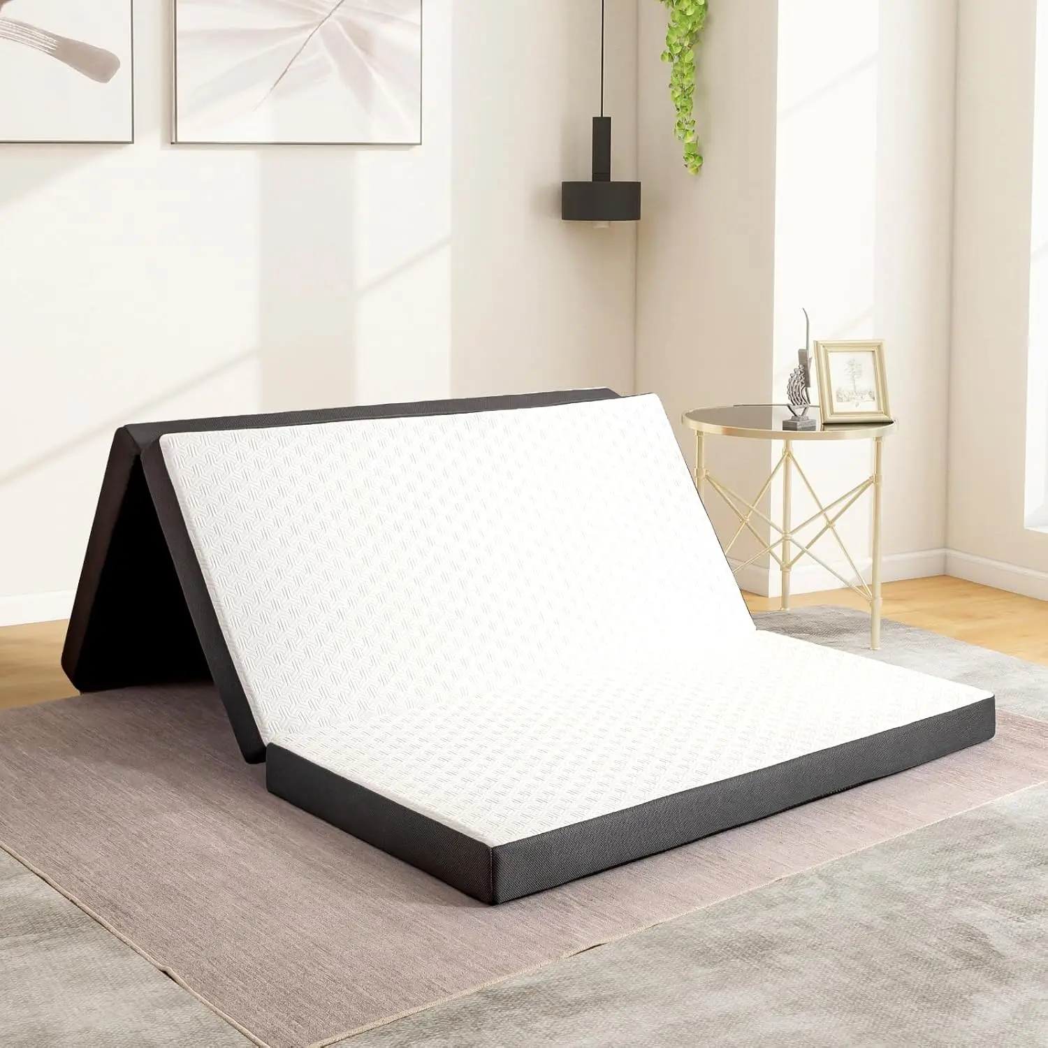 

Tri-Fold Memory Foam Mattress 4 Inch Single Folding Mattress Foldable with Collapsible and Washable Cover Portable for Camping/R