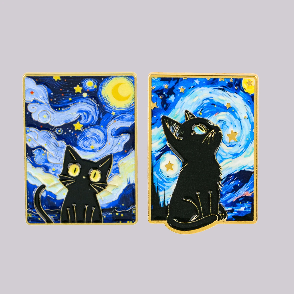 Van Gogh Schwarze Katze Emaille-Anstecknadel Kunstbrosche Reversnadel Abzeichen für Rucksack Kleidung Accessoires Modeschmuck Freunde Geschenke