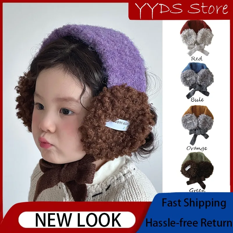 unisex-kids-winter-sherpa-colorblock-ear-muffs-thick-knit-strap-warm-anti-cold