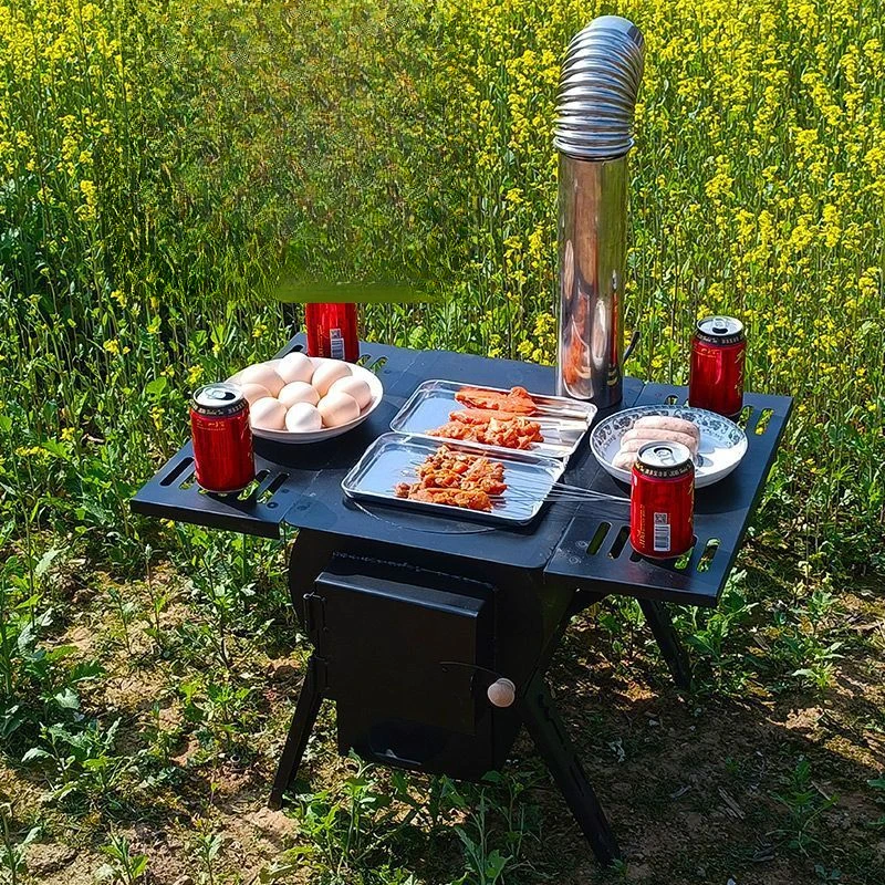 Firewood Stove for Camping Grill Stand Outdoor Stainless Steel Cookware Portable Brazier Table Large Nature Hike Igt Cooking