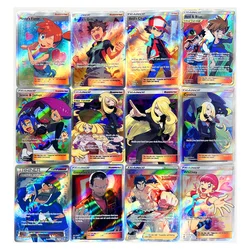 55Pcs/set Pokemon Diy Pikachu Self-Control Ptcg Collect Signature Trading Flash Card Anime Cartoon Gift Color Flash