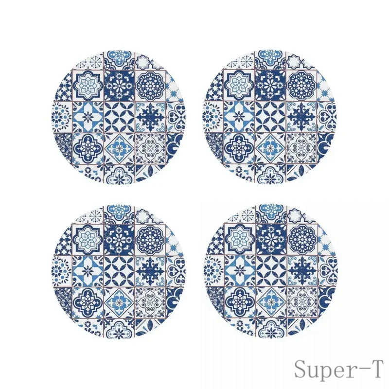 Portuguese Azulejos Coasters Kitchen Placemats Non-slip Insulation Cup Coffee Mats For Decor Home Tableware Pads Set of 4