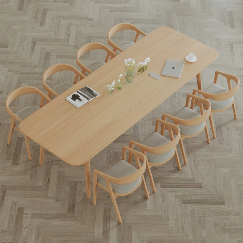

Solid wood conference table, wabi-sabi style log negotiation , chair combination table, living room, long desk,