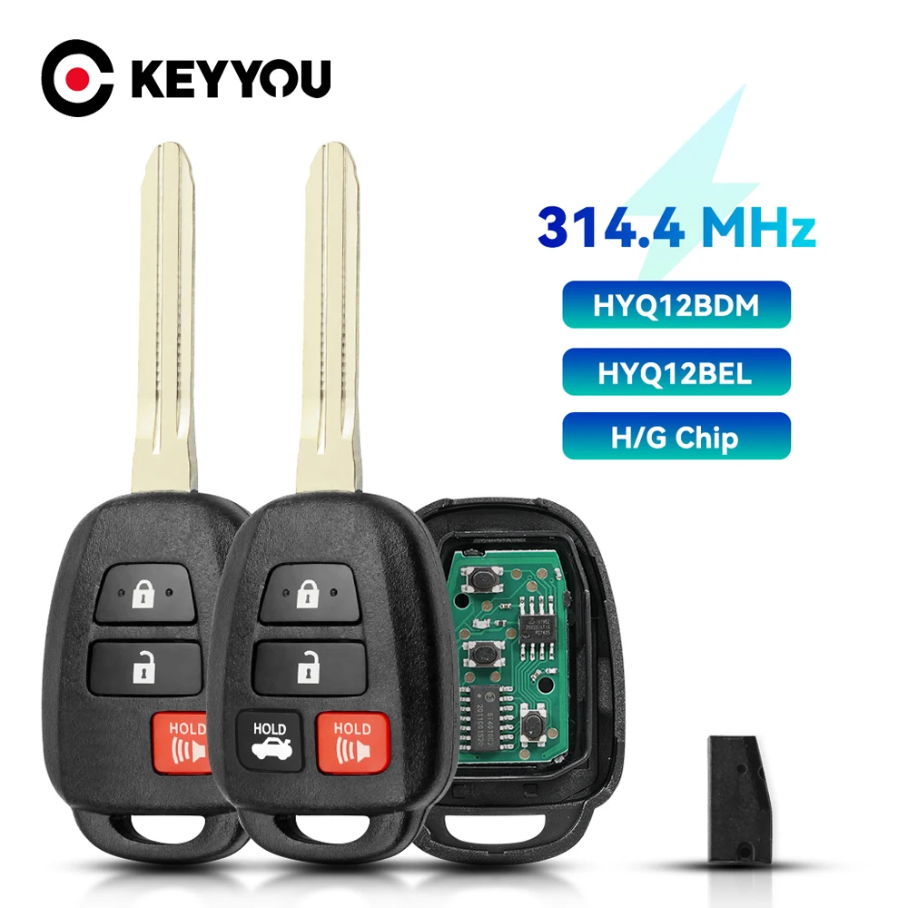 

KEYYOU Car Remote Key For Toyota Camry 2012-2016 Corolla 2014-2017 HYQ12BEL HYQ12BDM G H Chip 314.4Mhz Replace Samrt Key