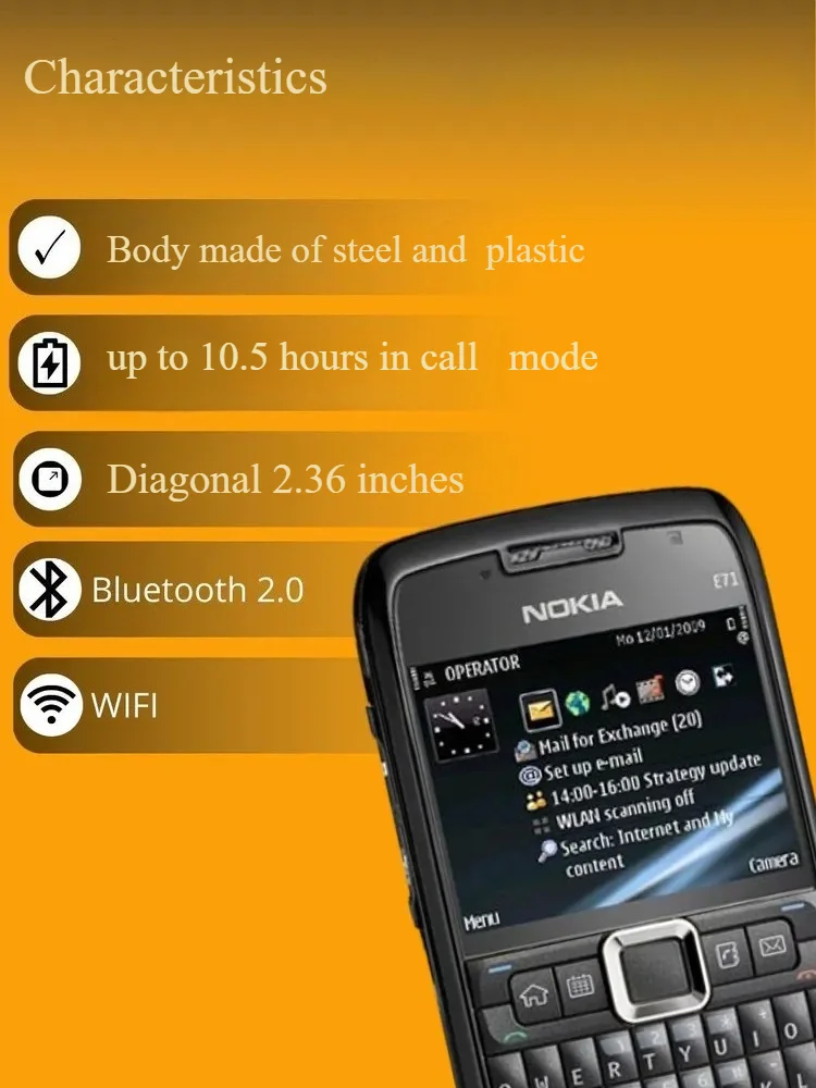 Nokia WiFi Version E71 3G Barschlüssel-Handy