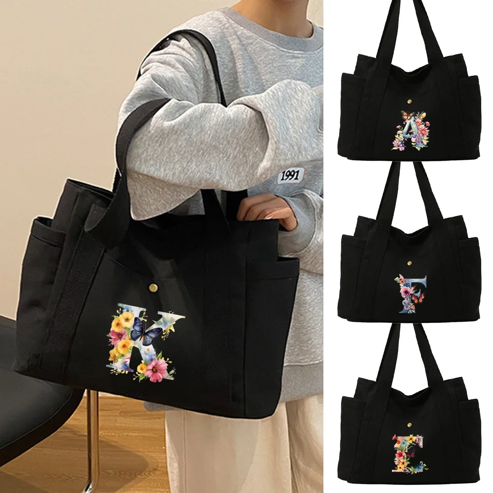 

Single Shoulder Bag Women's Canvas Single Shoulder Bags Outdoor Travel Work Commuting Items Storage Bags Butterfly Letter Series