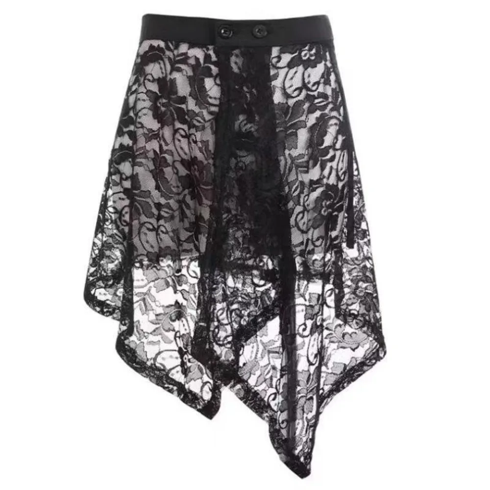 

Irregular Lace Underskirt Slips Asymmetric Cheongsam Safety Skirt Petticoat Loose Hight Waist Lining Petticoat Women Commuting