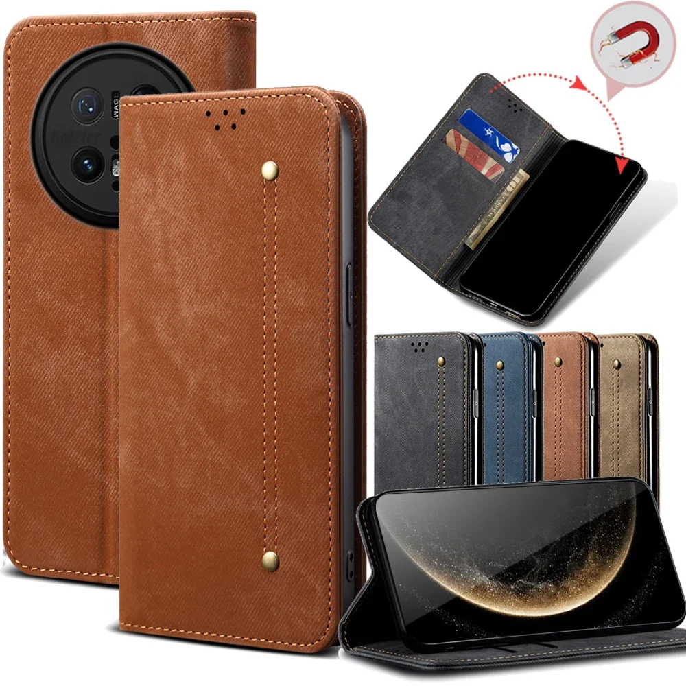 

Ультратонкий замшевый кожаный чехол-кошелек для HUAWEI Mate 70 PRO/Mate70 Pro + слот для карт, подставка с магнитной джинсовой текстурой, чехол для телефона