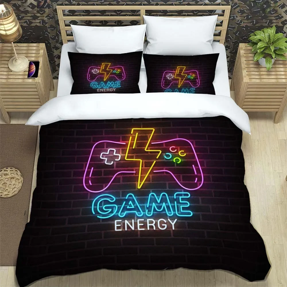 Game Console cute Logo Sheets Quilt Covers Bedding Dormitory Sheets Three-piece Bedding Set Three-piece Soft Warm Bedding Set