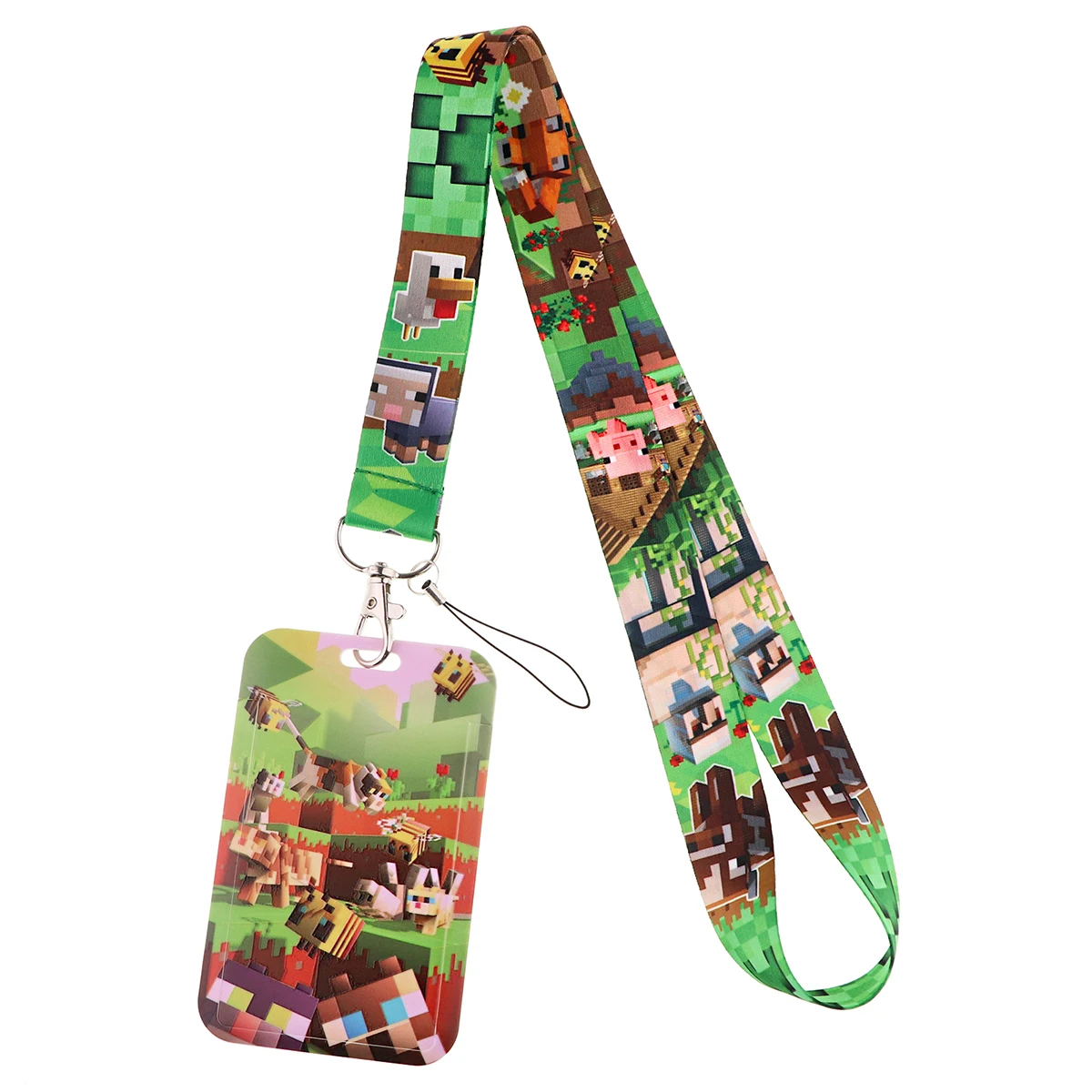 Anime Game Pixel Lanyard For Key Mobile Phone Hanging Rope Keycord USB ID Card Badge Holder Keychain DIY Lanyards