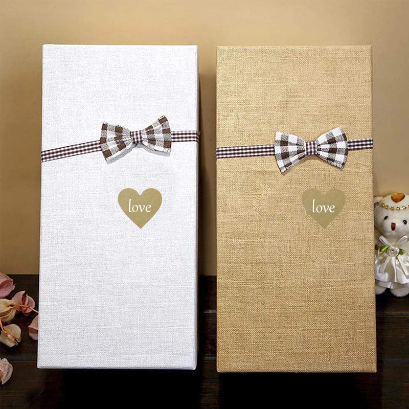 Spot goods 1000pcs Brown Heart Kraft Paper Sticker Gift Envelope Seal Sticker Decorative Label Notebook Stationery Marker