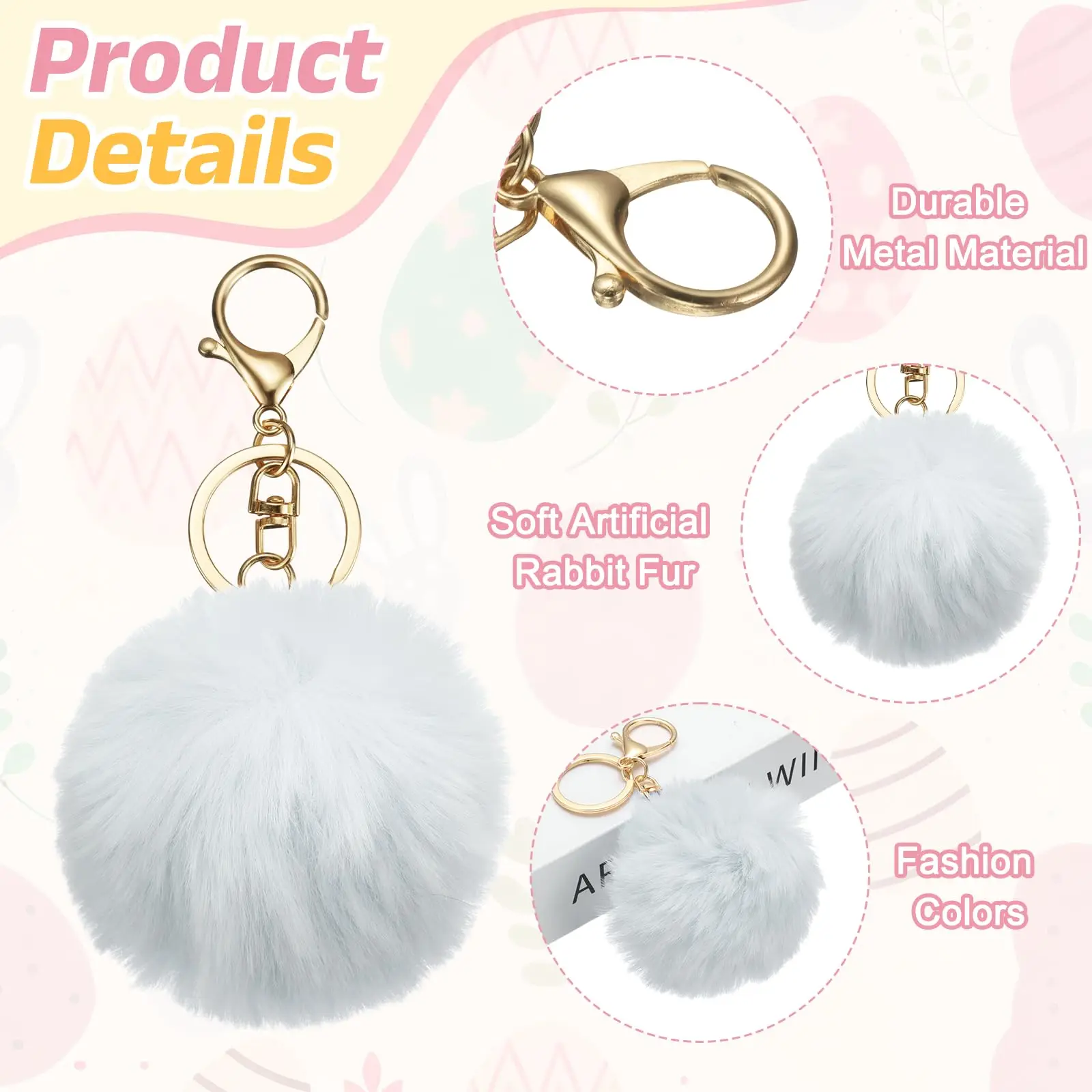 1pcs  8CM Faux Leather Artifici Fur PomPom KeyChain Rabbit Hair Bulb Bag Pom Pom Ball Key Chain Pendant Porte Clef for Women