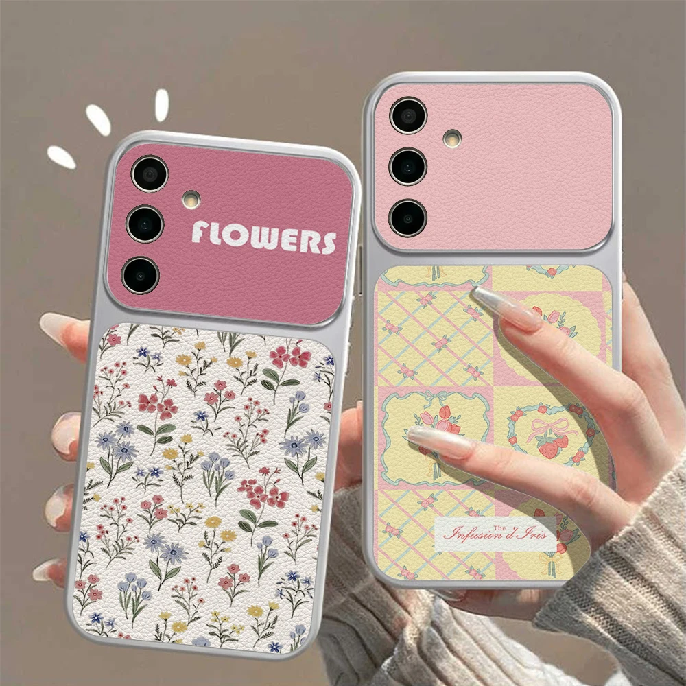 Flower Phone Case For Samsung A17 A57 A56 A16 S26 S24 S25 Ultra S23 FE A37 A27 A07 A36 A55 A54 A53 Soft Matte Leather Case Cover