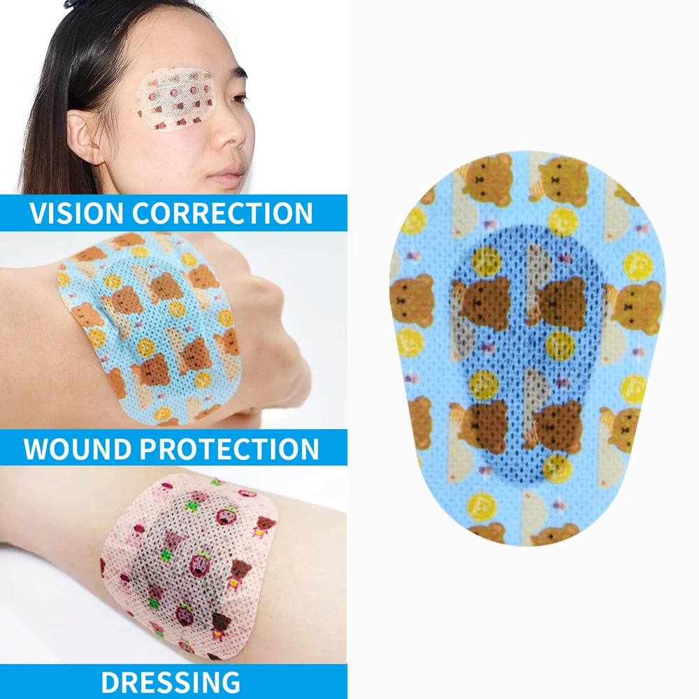 60Pcs Cute Adhesive Eye Patches Bandage for Kids Girls Boys with 3 Different Designs for Amblyopia, Lazy Eye Protect Eyesight