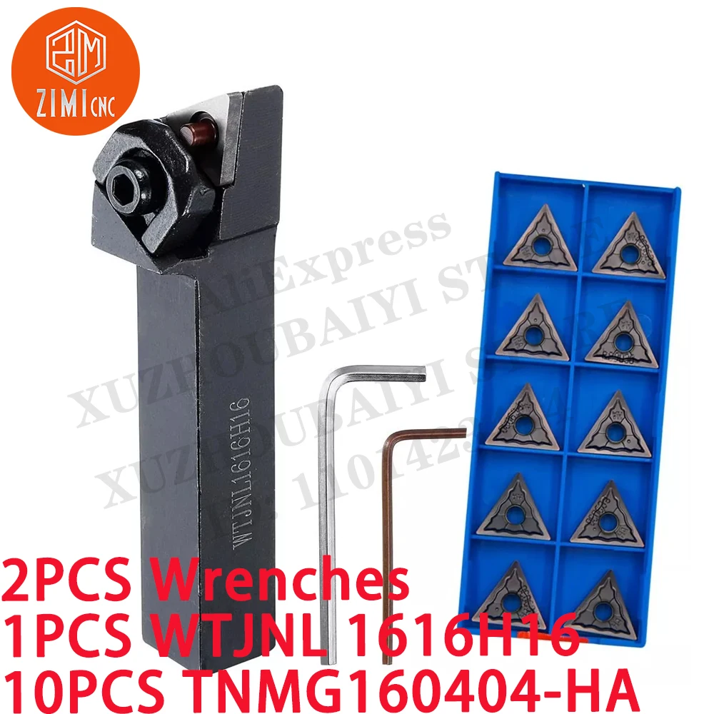 

1 ШТ WTJNL1616H16 16 мм Держатель токарного инструмента с ЧПУ +10 ШТ TNMG160404-HA Токарные пластины для токарных станков металлорежущие инструменты