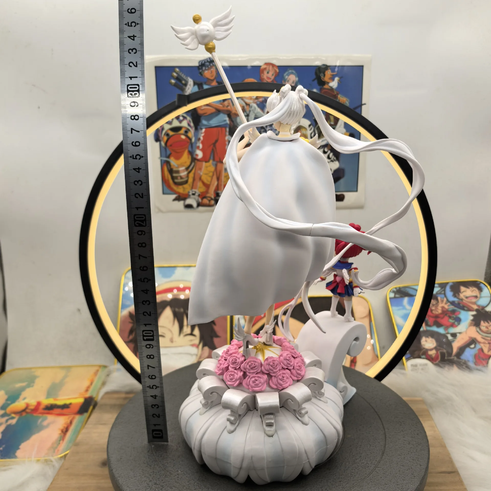 37cm Sailor Moon Anime Figure GK Tsukino Usagi ChibiChibi Sailor Cosmos Statue Pvc Action Figurine Collectible Model Toy Gift view 4
