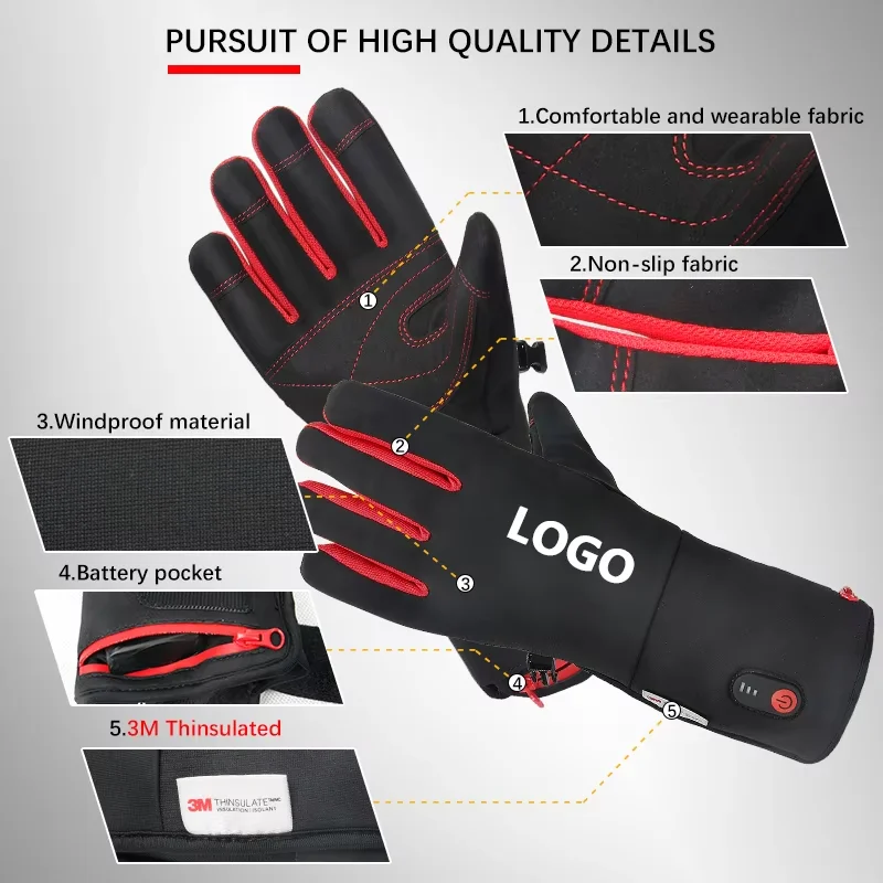 

2026Battery Heated Ski Gloves for Winter Waterproof Electric Heated Gloves Rechargeable