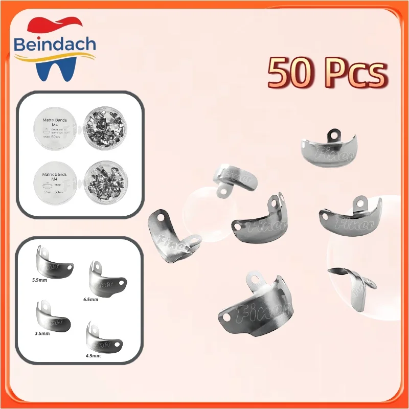 

50pcs Dental Matrix Band Dental Sectional Matrix System Dental Matrices for Teeth Replacement Dentistry Material