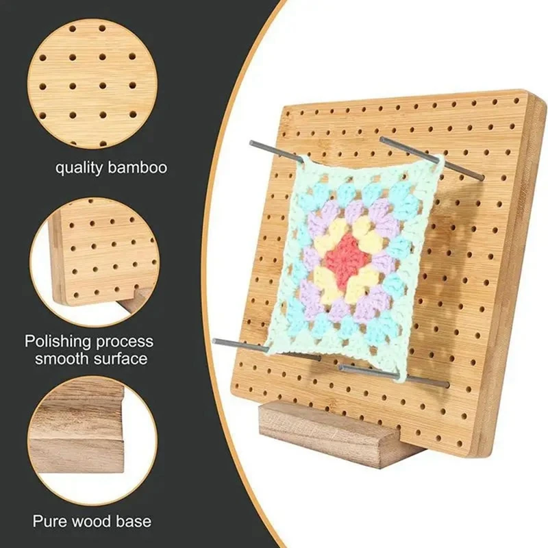 Wood Crochet Blocking Board Kit With Stainless Steel Rod Pins For Knitting Granny Squares Crochet Board Crafting