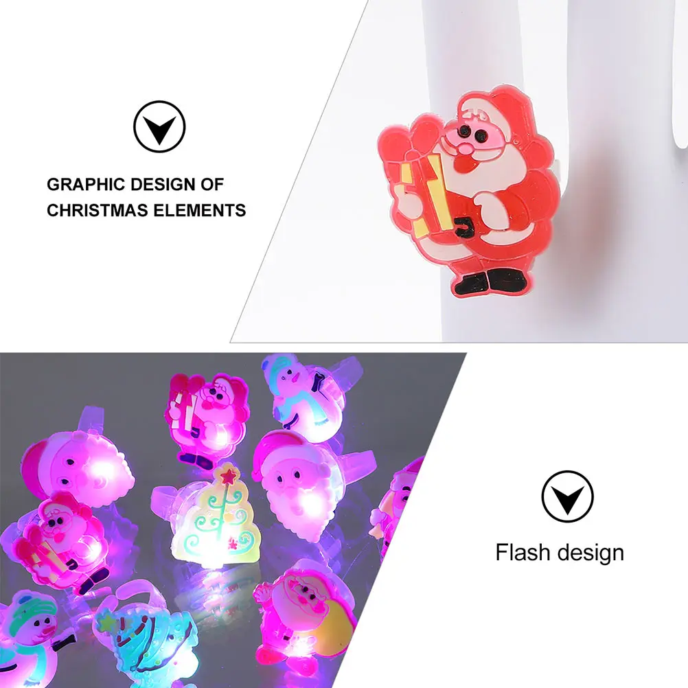 

72 Pcs Glitter Soft Rubber Ring Flashing Rings Christmas Toys Shine Lightweight Plastic