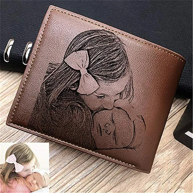 Personalisiertes Bild mit Namen, Geldbörse mit graviertem Foto, kurze Geldbörse, individuelle faltbare Geldbörse, Geschenke für Ihn, Männer für Papa, Vatertag, Ehemann – Detail 8