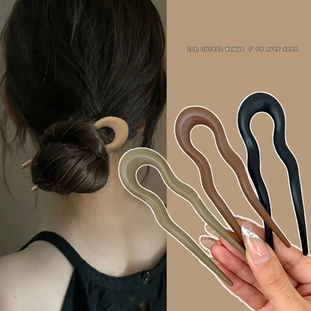 Fashion Resin Hair Fork Geometric Design Headwear Hairpin U-Shaped Hair Bun for Women Girls