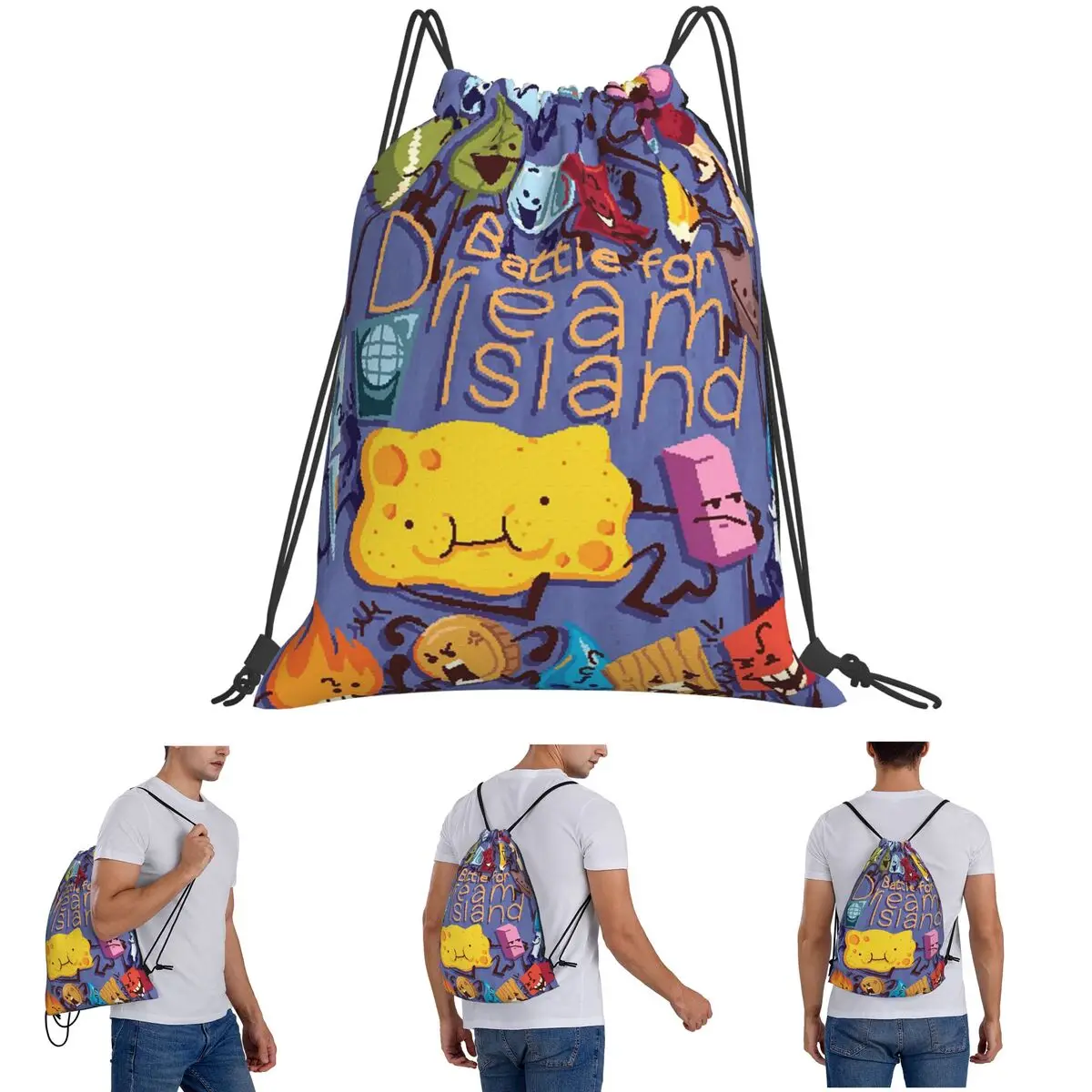 BFDI Quattro zaini BFB Borse casual con coulisse Scarpe Borsa Borse per libri per uomo donna studenti