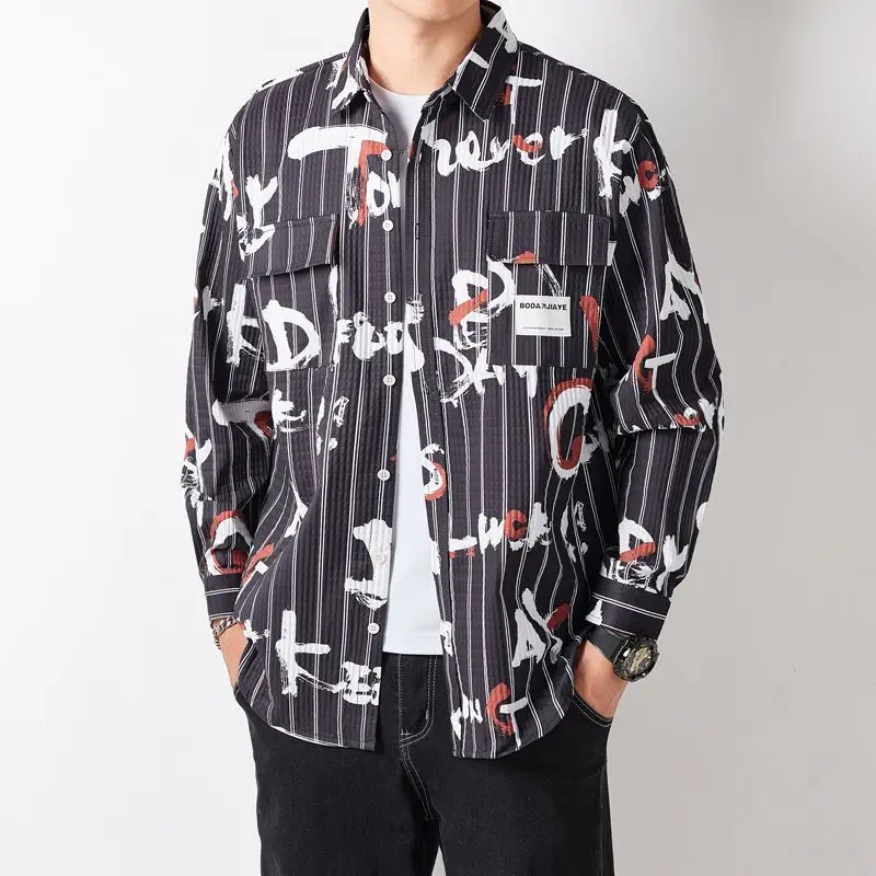 

Новая мужская повседневная рубашка свободного кроя для осени, модная верхняя одежда, приталенная, с длинным рукавом, светоотражающая, для ночной видимости, из полиэстера