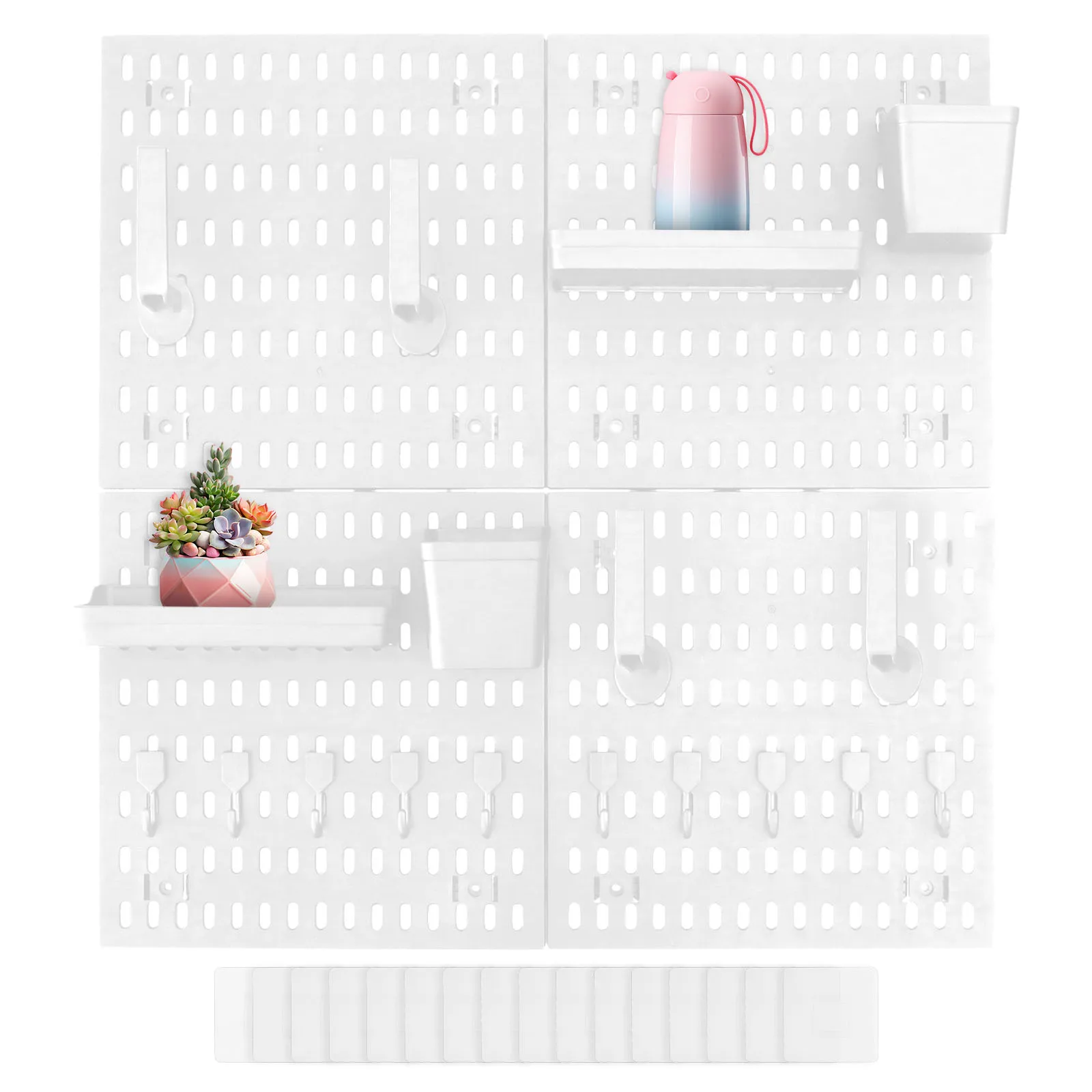 

Pegboard Combination Kit Wall Mounted Peg Board Kits with 4 Pegboards and 18 Accessories Hanging Peg Boards Organizer Space