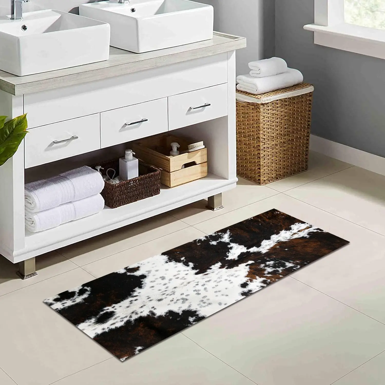 Western Cowhide Cow Print Doormat Home Decor Kitchen Hallway Balcony Rugs Bathroom Non-Slip Floor Mat Bedroom Foot Pad