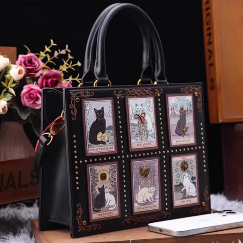 

Luxury Design Embroidery Heavy Duty Tote Bag Women Cartoon Kitten Metal Patch Shoulder Bag Ladies Fashion Leather Crossbody Bags