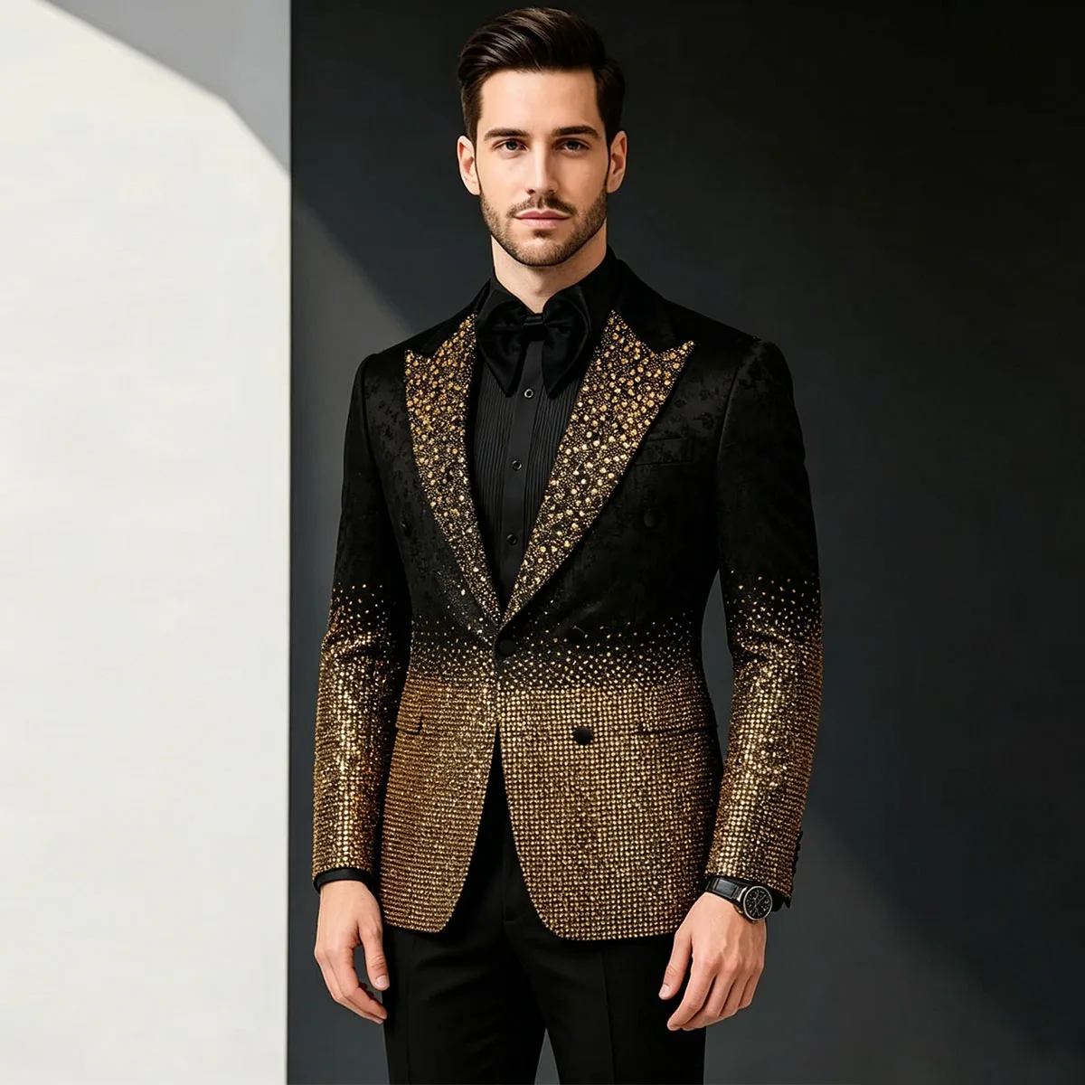 

Customized Double-Breasted Diamond Men Suits 2 Piece Sets Groom Tuxedos Male Prom Blazers Slim Fit Wedding trajes para hombre
