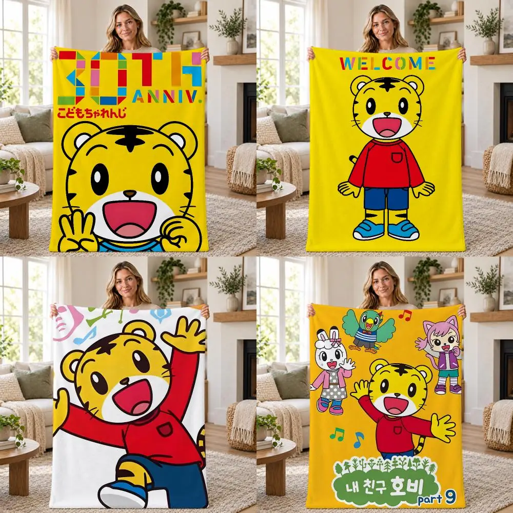 Cartoon Kids Cute Shimajiro Throw Soft Warm Flannel Throw Blanket for Sofa Bed Office Home Holiday Gift All Season