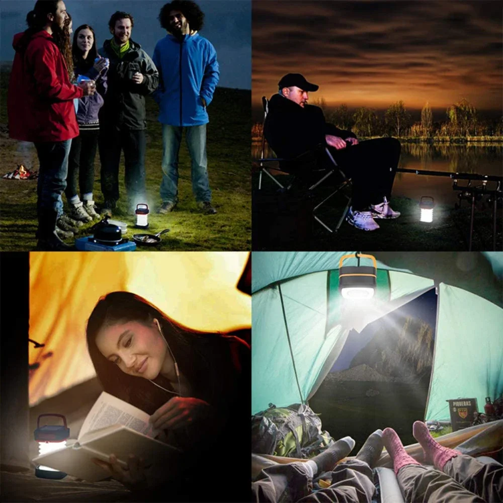 Solar/USB Fast Charging Portable Lantern Foldable Camping Light Waterproof Tent Lamp Power Bank Function Outdoor Hanging Lights