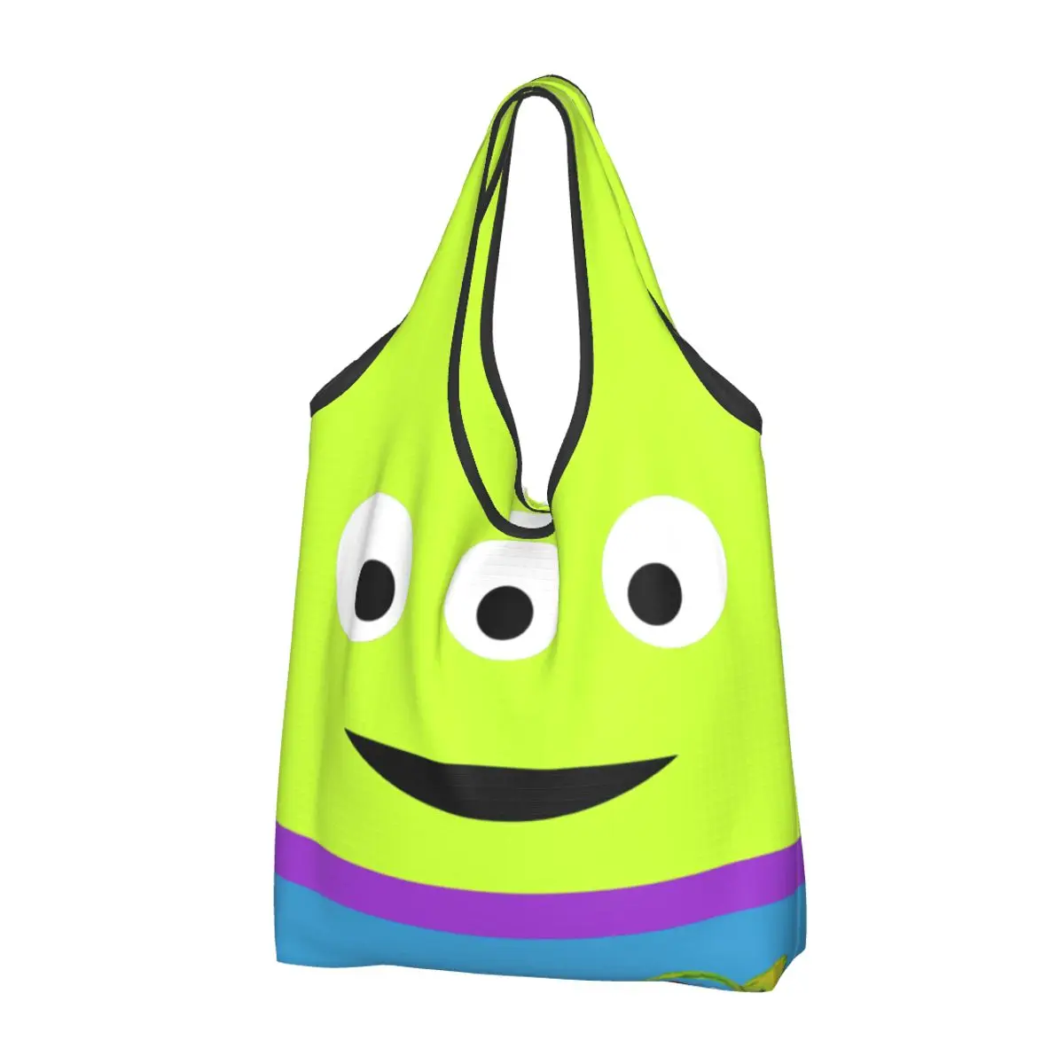 Custom Anime Toy Story Aliens Face Groceries Tote Shopping Bag Women Cartoon Movie Shoulder Shopper Bags Big Capacity Handbags