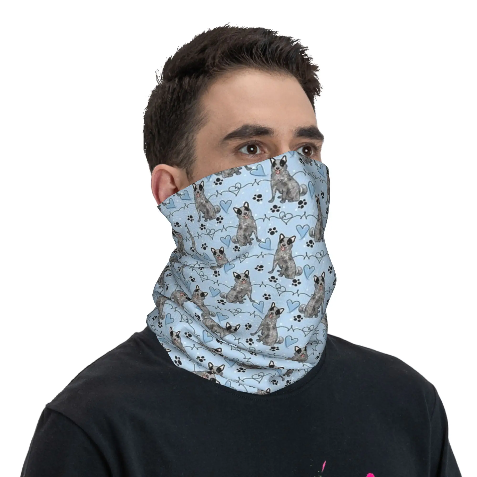 LOVE ブルーヒーラー オーストラリアン キャトル ドッグ 1 バンダナ ネック カバー プリント マジック スカーフ 多用途 サイクリング スカーフ サイクリング ユニセックス 大人