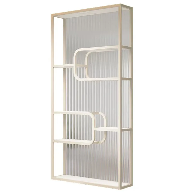 Divisor de pared para baño, de hierro forjado color crema, para sala de estar, estante para lavabo, muro de contención, divisor multifuncional