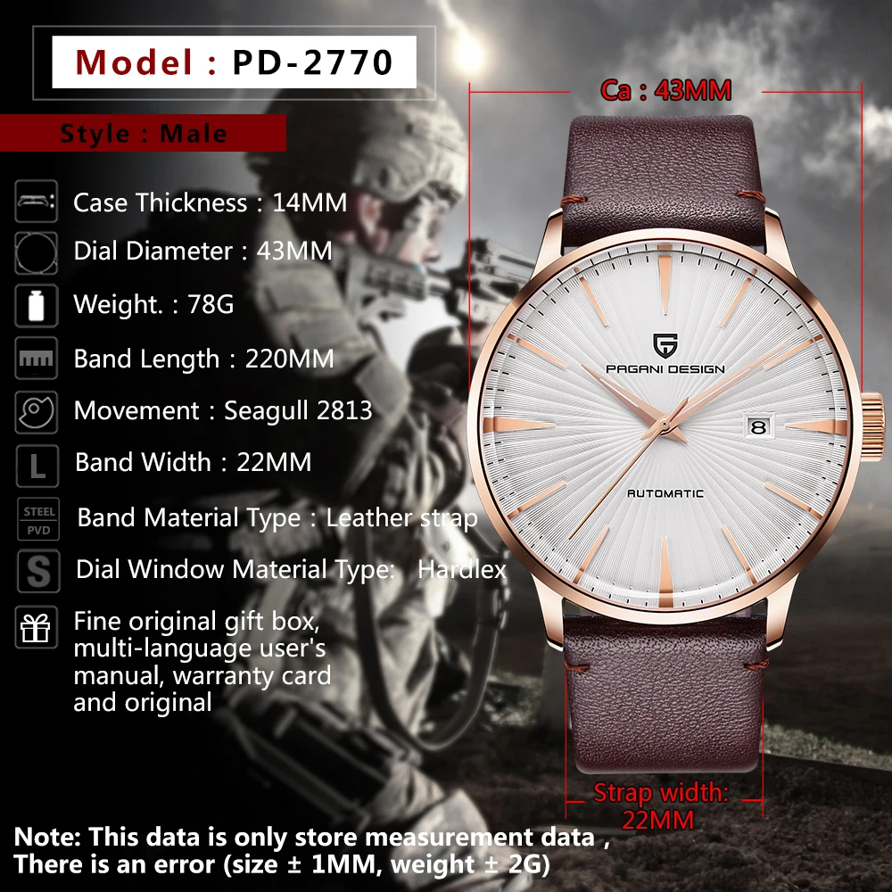 PAGANI DESIGN Minimalist Low-Key Luxury Men Mechanical Watch Elegant Premium Leather Strap Hardlex Calendar 30m Waterproof Watch view 6