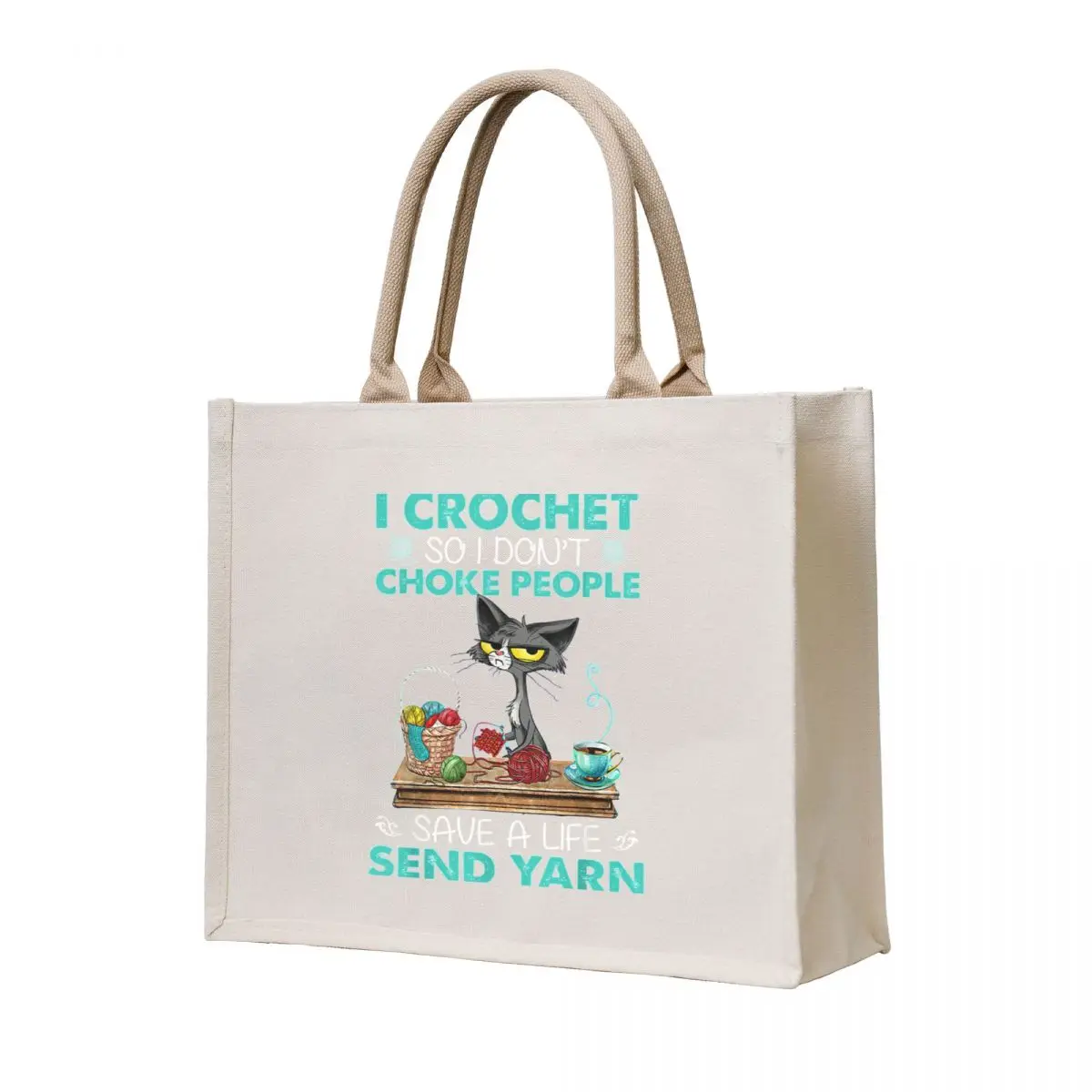 

I Crochet So I Dont Choke People Save A Life Send Yarn Cat TShirt23 Tote Bag tote men large screen