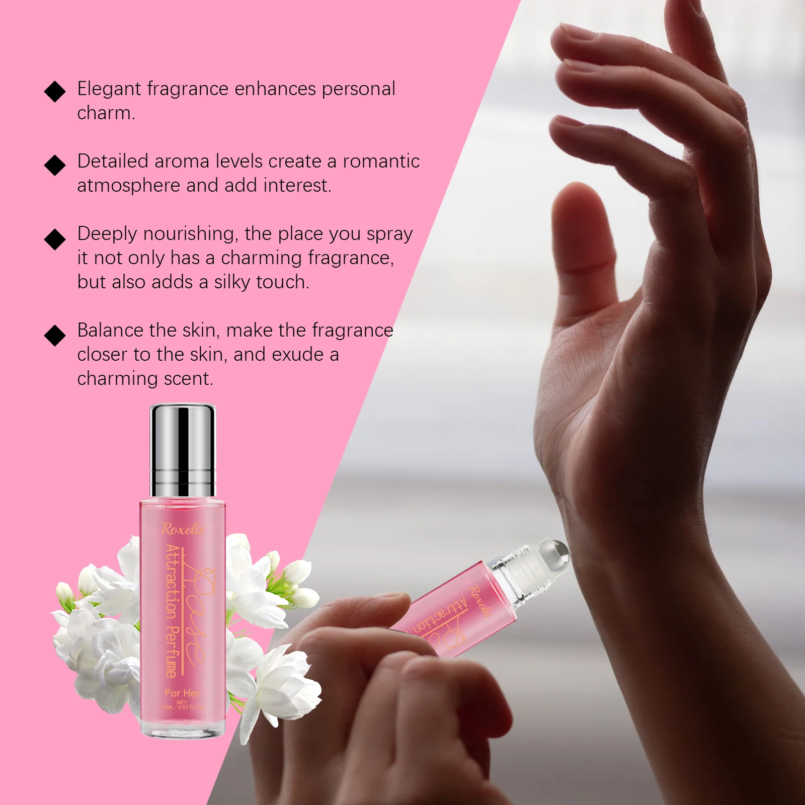 Semprotan parfum mawar untuk wanita, parfum portabel Glamour tahan lama Pesona segar aroma ringan tidak berminyak hadiah semprot pheromon