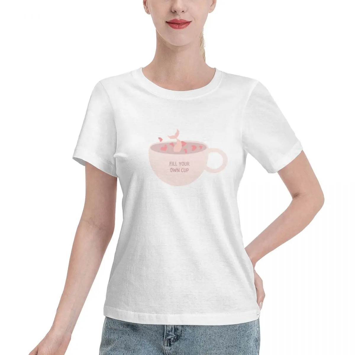 Popular Pick Fill Your Own Cup Pastel Mermaid Women's T-shirt Outdoor Activity Solid Color Tee