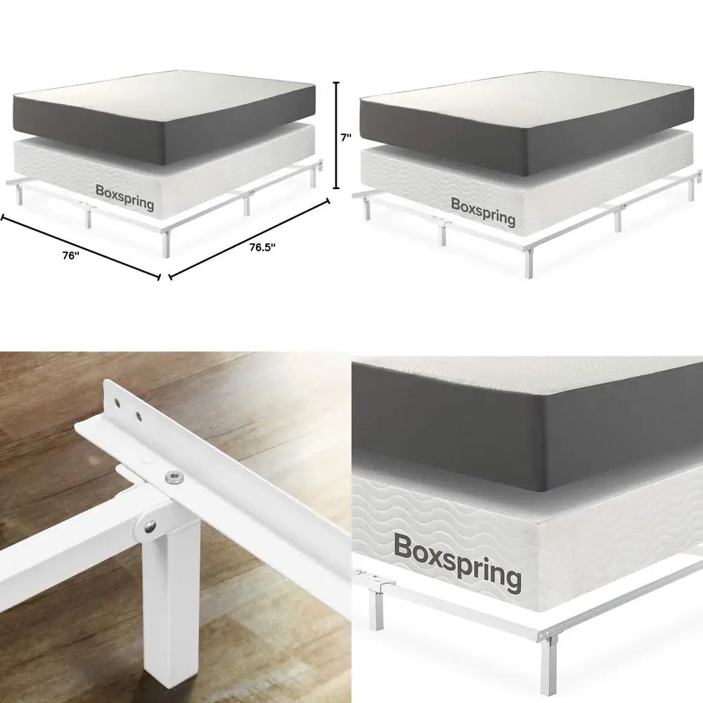 

Металлическая кровать King Size с платформой 7 дюймов и комплектом матрасов, белая